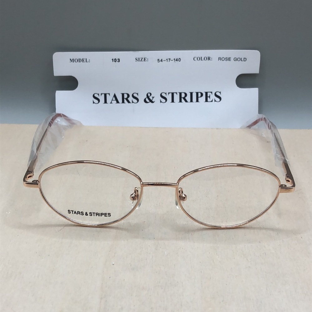 Vintage Stars and Stripes Brand Rose Gold Full Rim Oval  EyeGlasses 54-17-140